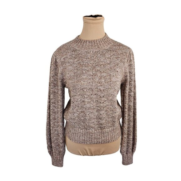 Gentle Fawn Puff Sleeve Knit Light Tan Pink Sweater Sz S - Picture 1 of 10